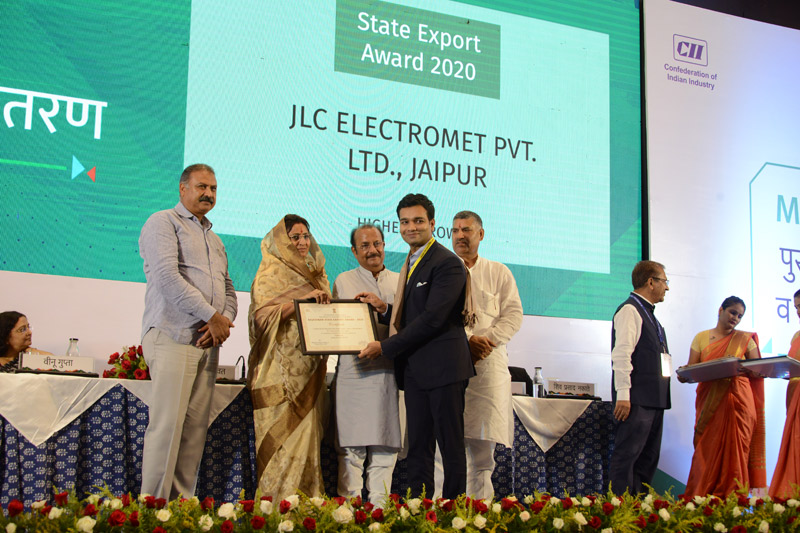 JLC Nickel Alloys recieves Rajasthan State Export Award 2020 for Highest Growth in Engineering category in year 2019-2022 from State Government of Rajasthan India.